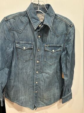 Polo Ralph Lauren NEW Pearl Snap Front Long Sleeve Blue Cotton Shirt Boys M